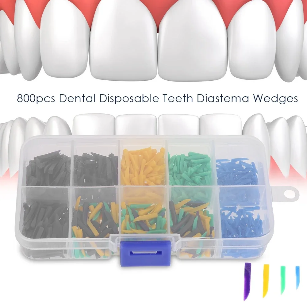 

800 Pcs Disposable Teeth Dental Plastic Wedges Disposable Dental Consumable Oral Care Denture Material Supplies 4 Sizes