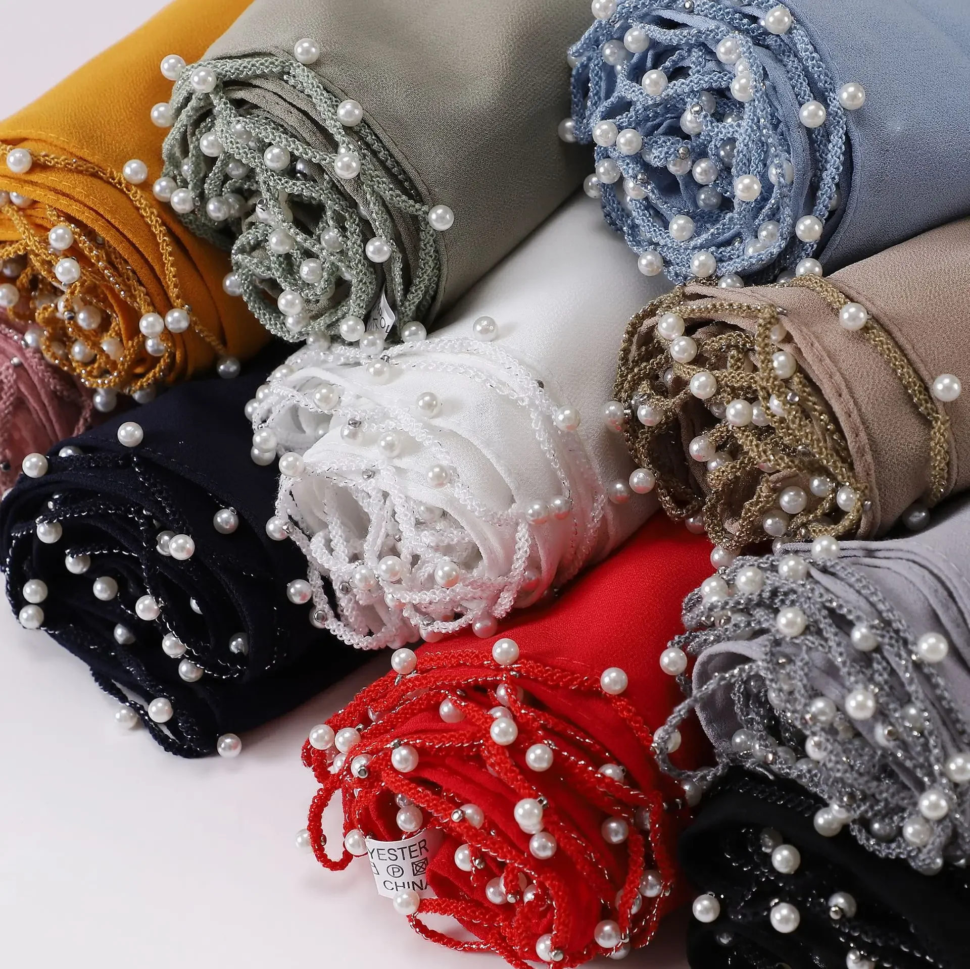 

Chiffon Beaded Long Scarf Malaysian Headscarf Women Muslim Hijab Islam Stoles Bandanas Shawl Wrap Bufanda Foulard Turbante Mujer