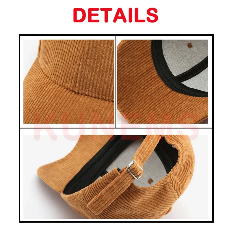 KUNEMS Custom Embroidery Baseball Caps Corduroy Solid Color Cap for Women and Men DIY LOGO Design Print Hats Unisex Wholesale