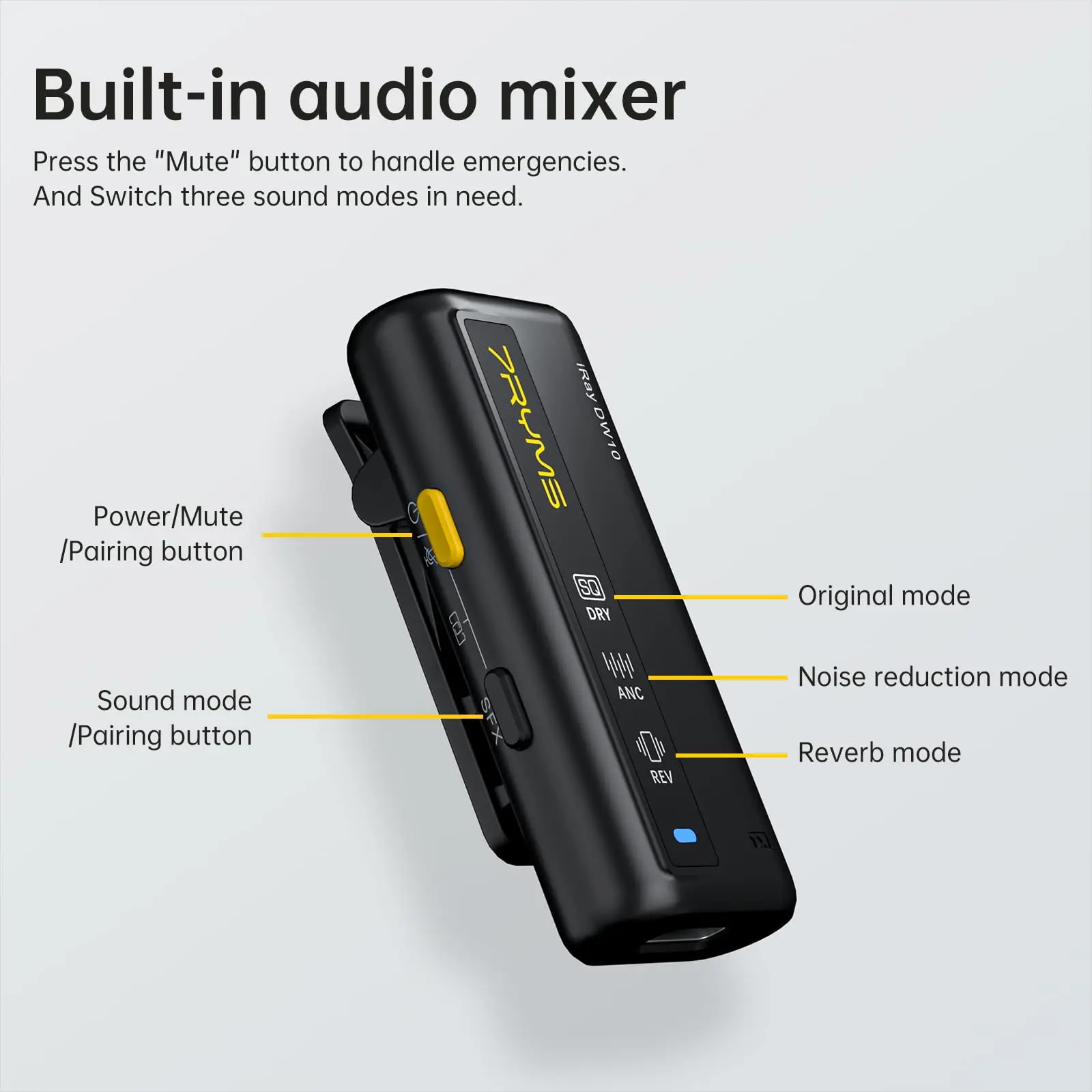 7Ryms iRay DW10 Mini Multi-functional Wireless Microphone with four color versions,pure sound quality for smartphones