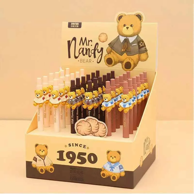 

36 pcs/lot Creative Bear Press Mechanical Pencil Cute 0.5MM Drawing Writing Automatic Pen School Office Supplies