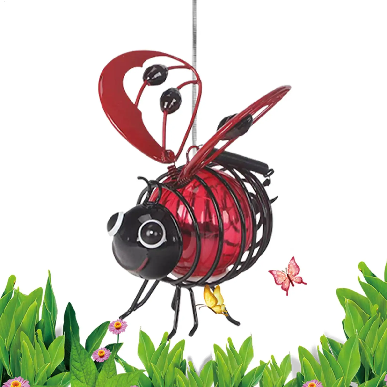 Metal Construction Solar-Powered Hanging Bee Lights Solar-Powered LED Lighting LED Bugs Simulation Design Hanging Style