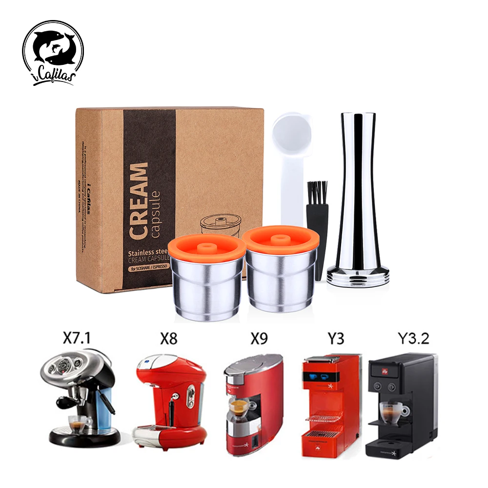 For Illy Stainless Steel Reusable Coffee Filter Refillable Capsule Cup Pod Tamper For Illy Y3.2 X7.1 Machine Refillable