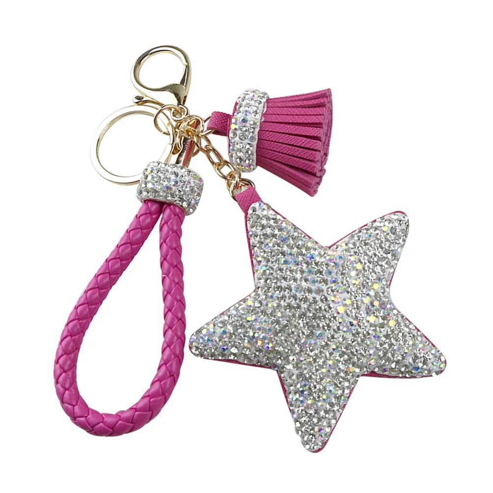 Pendant Bag Decoration Rhinestone Keychains Car Rhinestones Rings Ornaments Pentagram Creative Holder