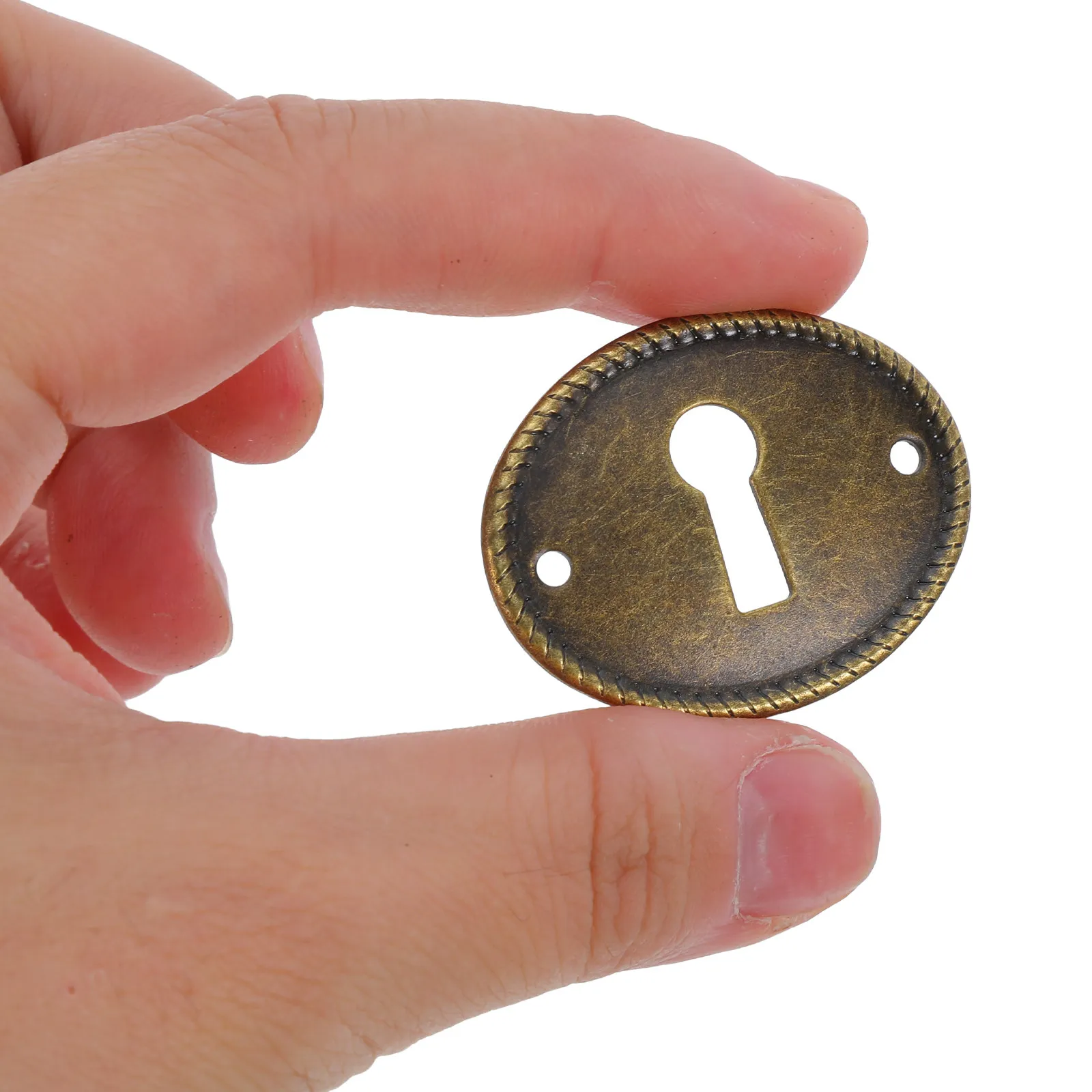 

20Pcs Oval Plated Vintage Keyhole Cover Plate Metal Decorative Drawer Cabinet Jewelry Box Keyhole Insert for Furniture