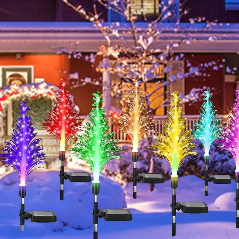 1-4PCS Solar Star Light Fiber Optic Ground Stake for Christmas Wedding Birthday Party Outdoor Garden Landscape Lighting