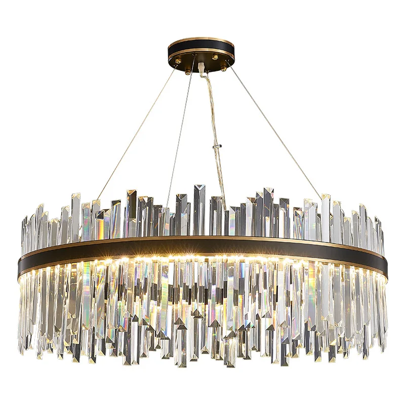 

Postmodern light luxury living room chandelier, dining room bedroom, Hong Kong-style simple villa atmosphere black crystal
