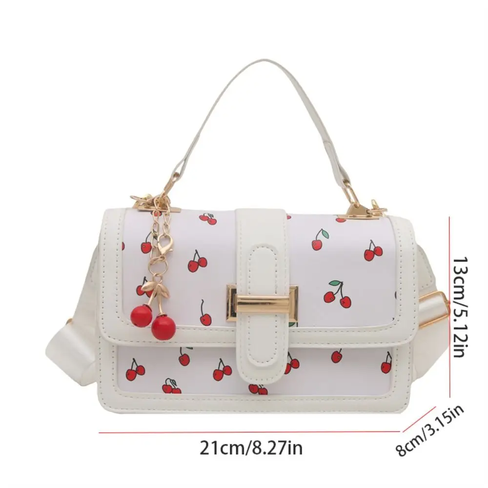 الكرز قلادة الكرز حقيبة كروسبودي الكورية نمط حقيبة يد مطبوعة حقيبة كتف كل مباراة سعة كبيرة مربع حمل حقيبة