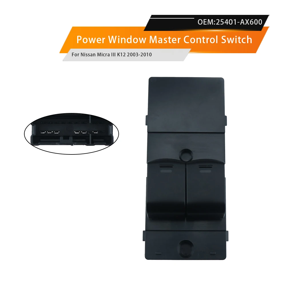 Para Nissan Micra III K12 2003 2004 2005 2006 2007 2008 2009 2010 Interruptor Maestro Elevalunas Eléctrico Delantero Izquierdo Conjunto de Interruptor 25401-AX600