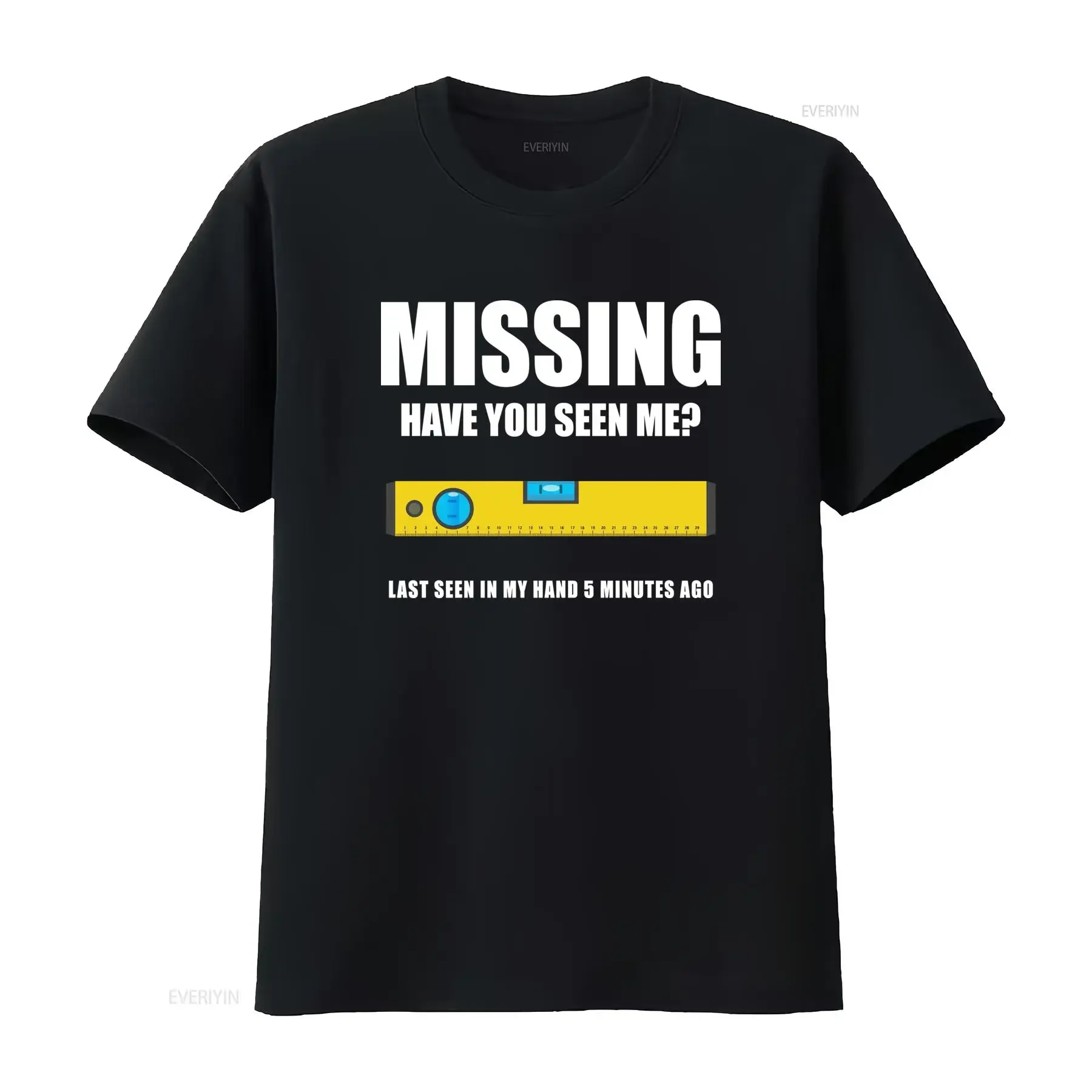 Missing Spirit Level Builder Bricklayer Mens T Shirt 100 Cotton Funny Construction Worker Design vintage Washed