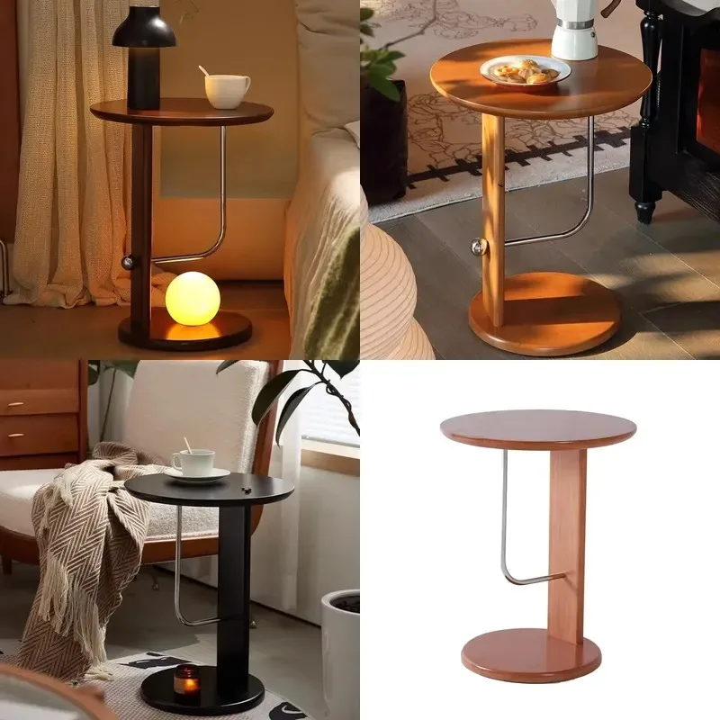 Antique Solid Wood Walnut Small Multi-functional Coffee Table Living Room Sofa Bedside Mobile Side Table