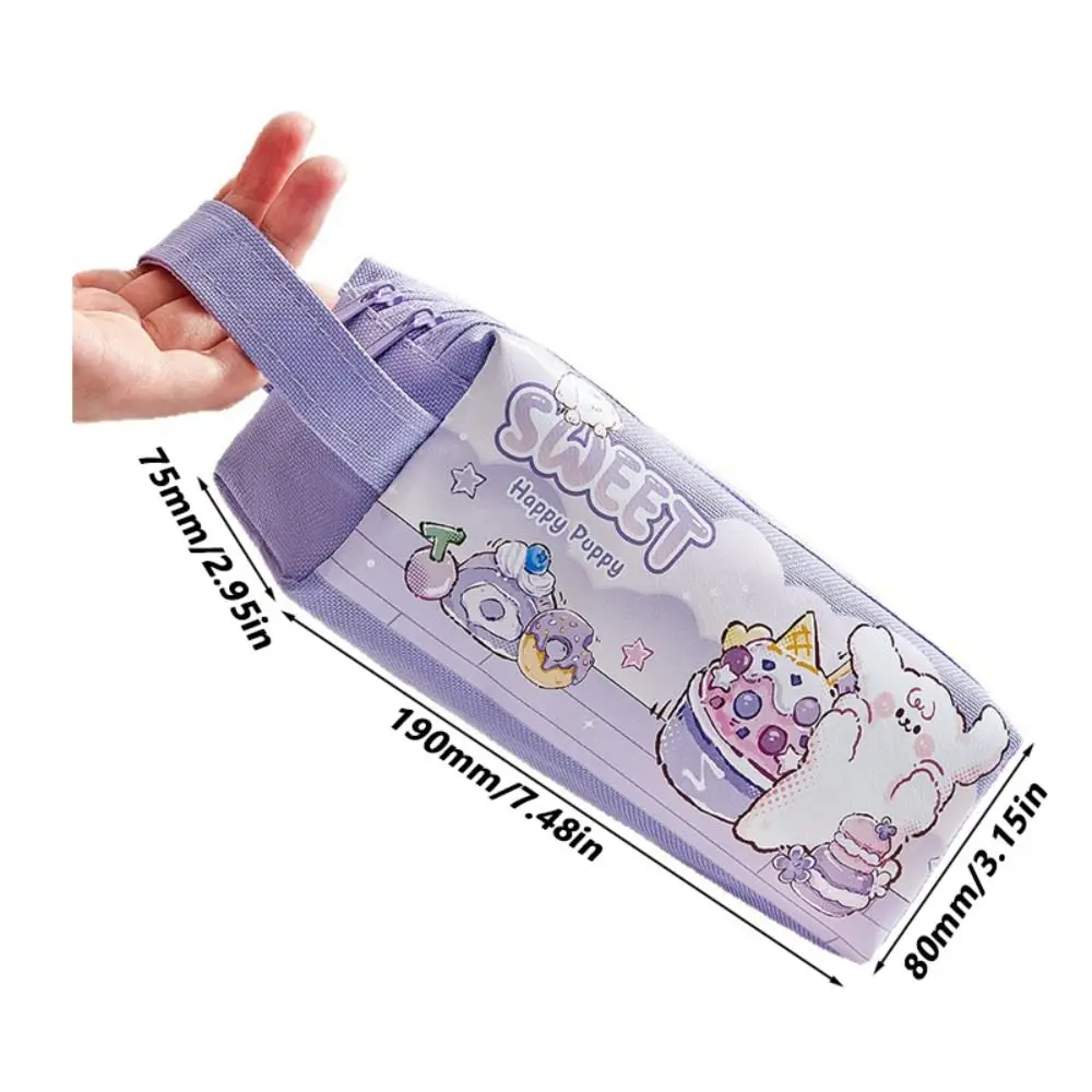 INS Puppy/Kitten Pattern Pen Bag Large Capacity Portable Stationery Bag Double Layers Pencil Case Students