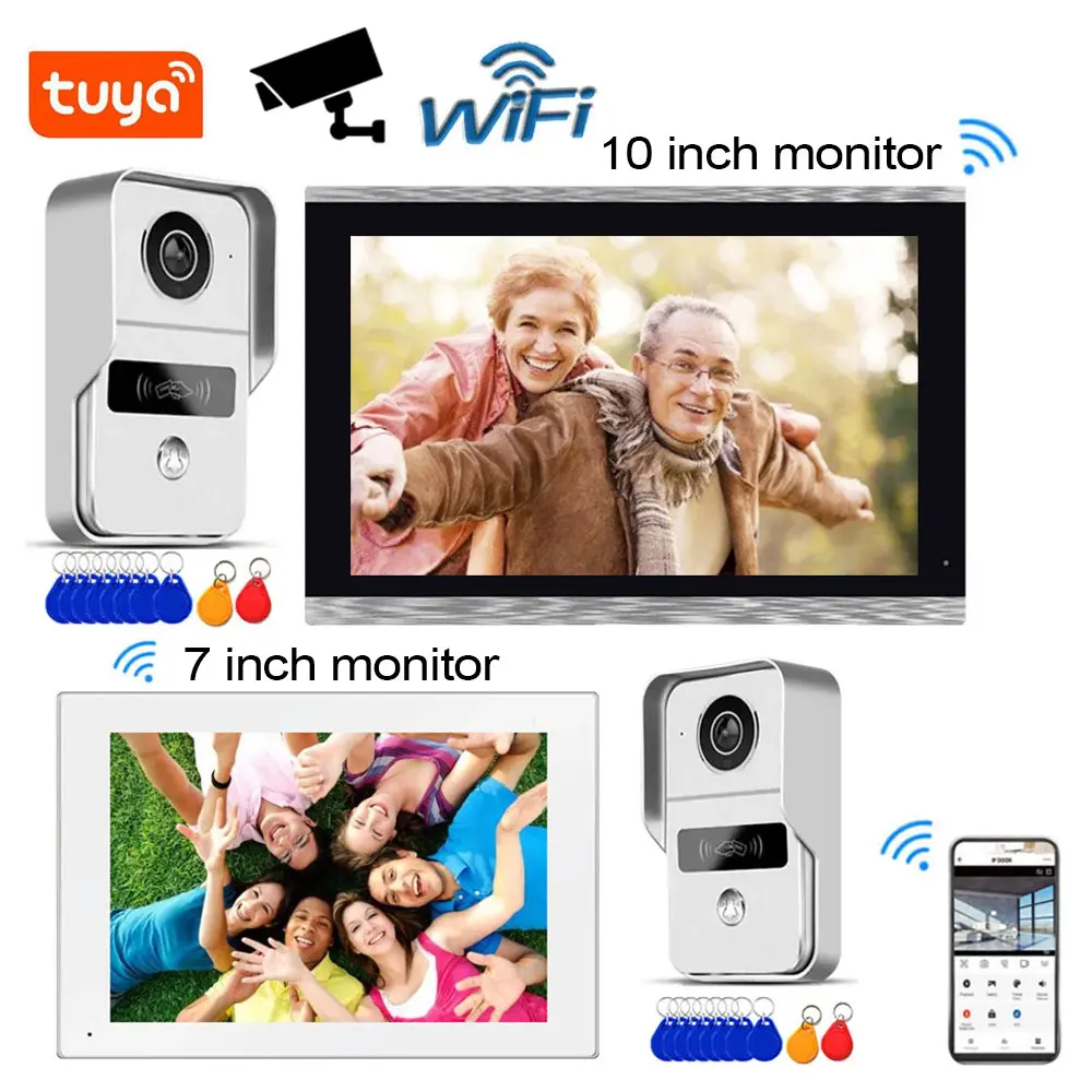 campainha de video wifi sem fio kit intercomunicador domestico para sistema de controle de acesso rfid tuya 1080p app inteligente tela sensivel ao toque 10 cor 01