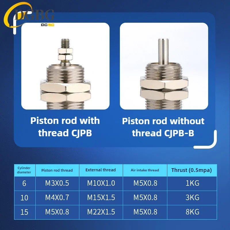 Zylinder der CJPB-Serie CJPB6-5 CJPB6-10 CJPB10-5 CJP10-10 CJPB10-15 CJPB15-10 Einfachwirkender Miniaturzylinder mit Federrückstellung