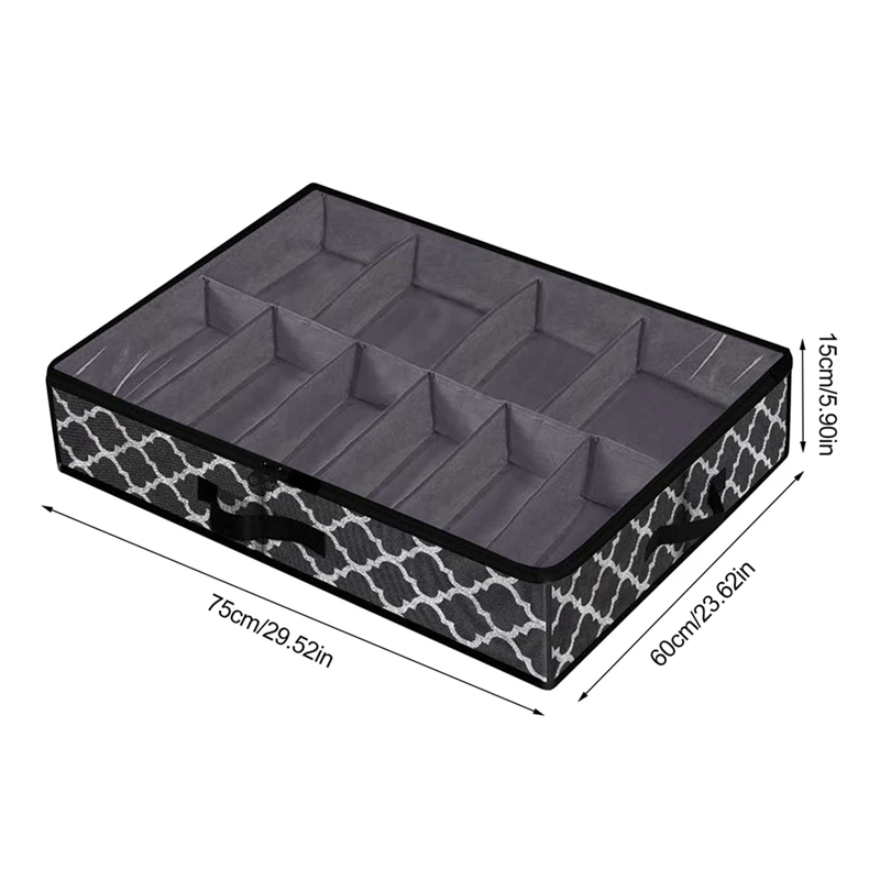 ベッド下の靴収納ボックス,折りたたみ式引き出しオーガナイザー,12ペアの靴,黒,耐久性