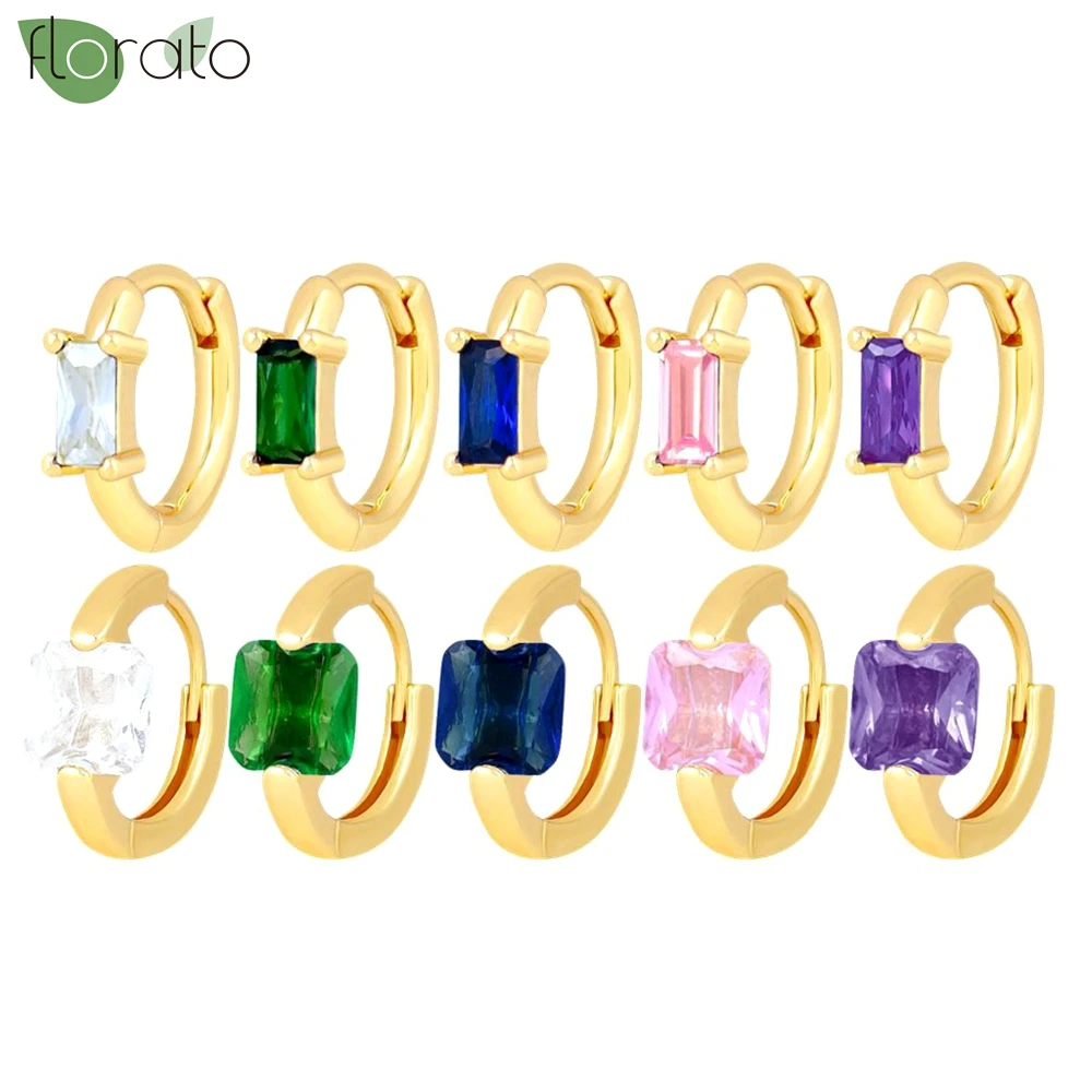 

925 Sterling Silver Needle Fashion Zircon Small Hoop Earring Gold Color Circle Hoops Huggie Piercing Earring Trendy Jewelry Gift