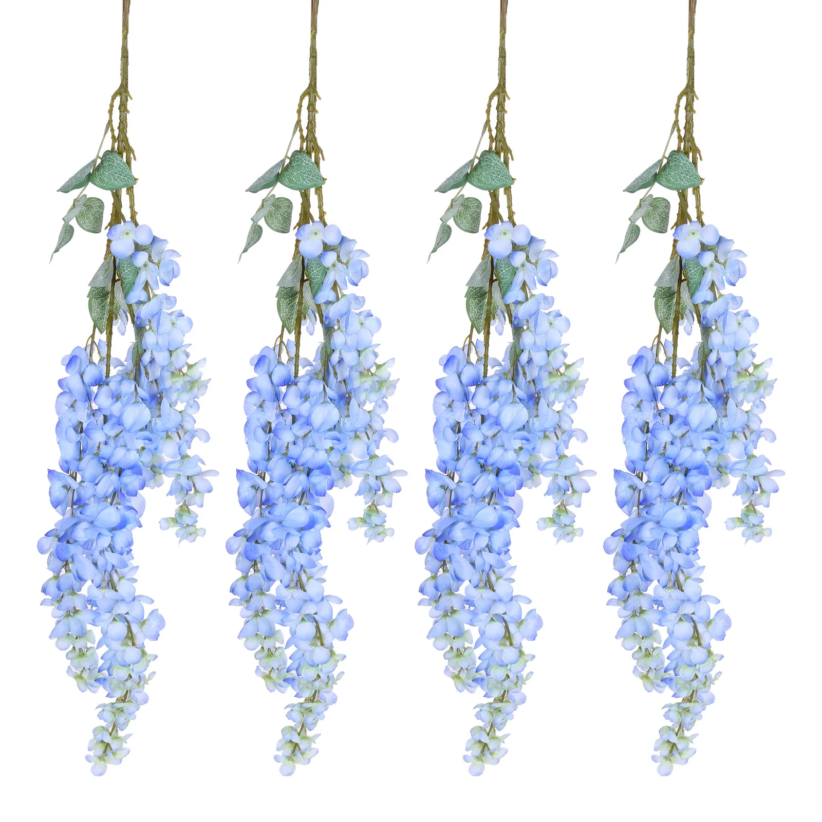 Fake Wisteria Hanging Flower Wisteria Artificial Vine Bushy Silk Flowers String 39.4 Inch for Home,Garden (Light Blue)