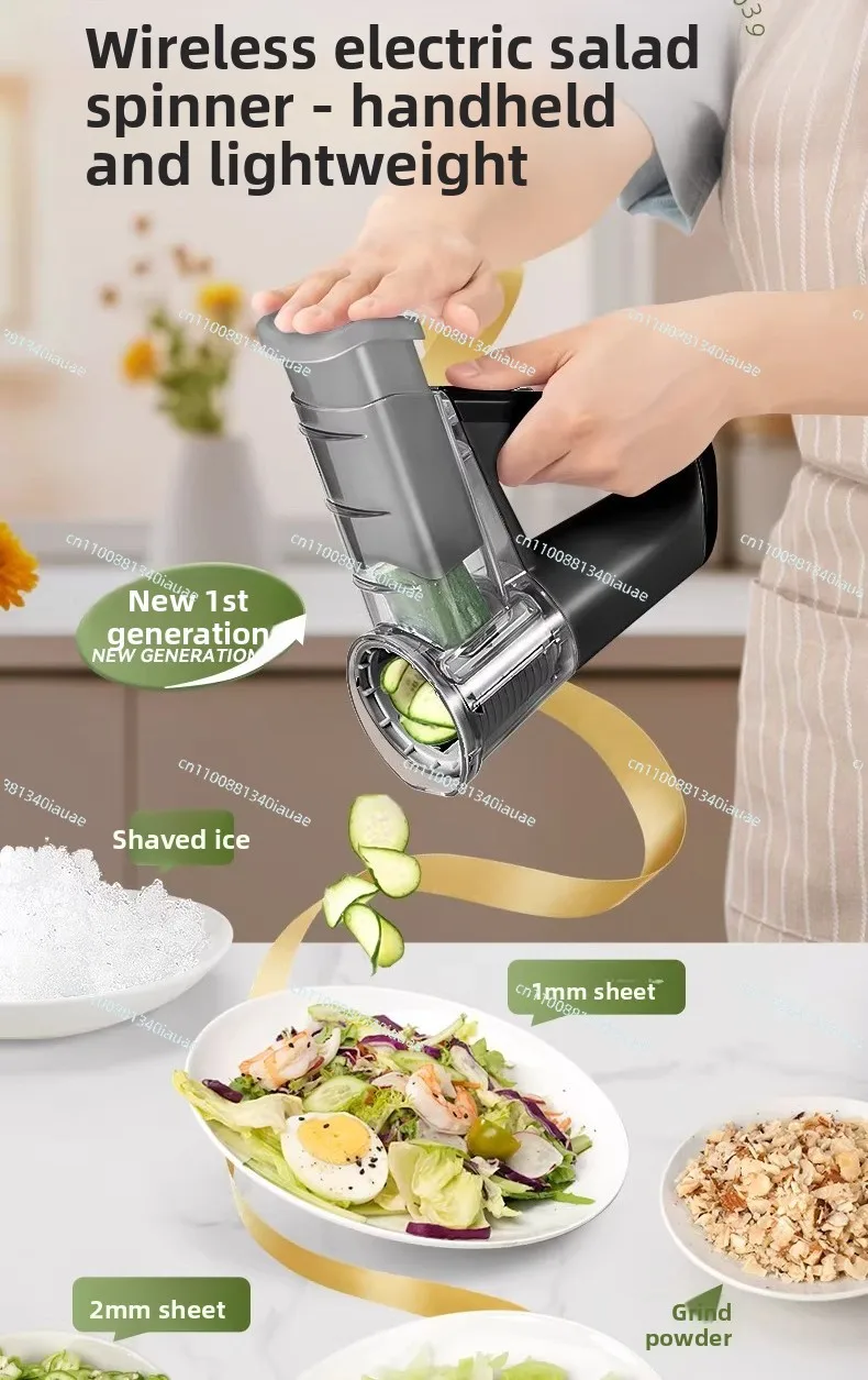 Electric Handheld Salad Vegetable Cutting Artifact Household Multifunctional Roller Shredding and Slicing Machine