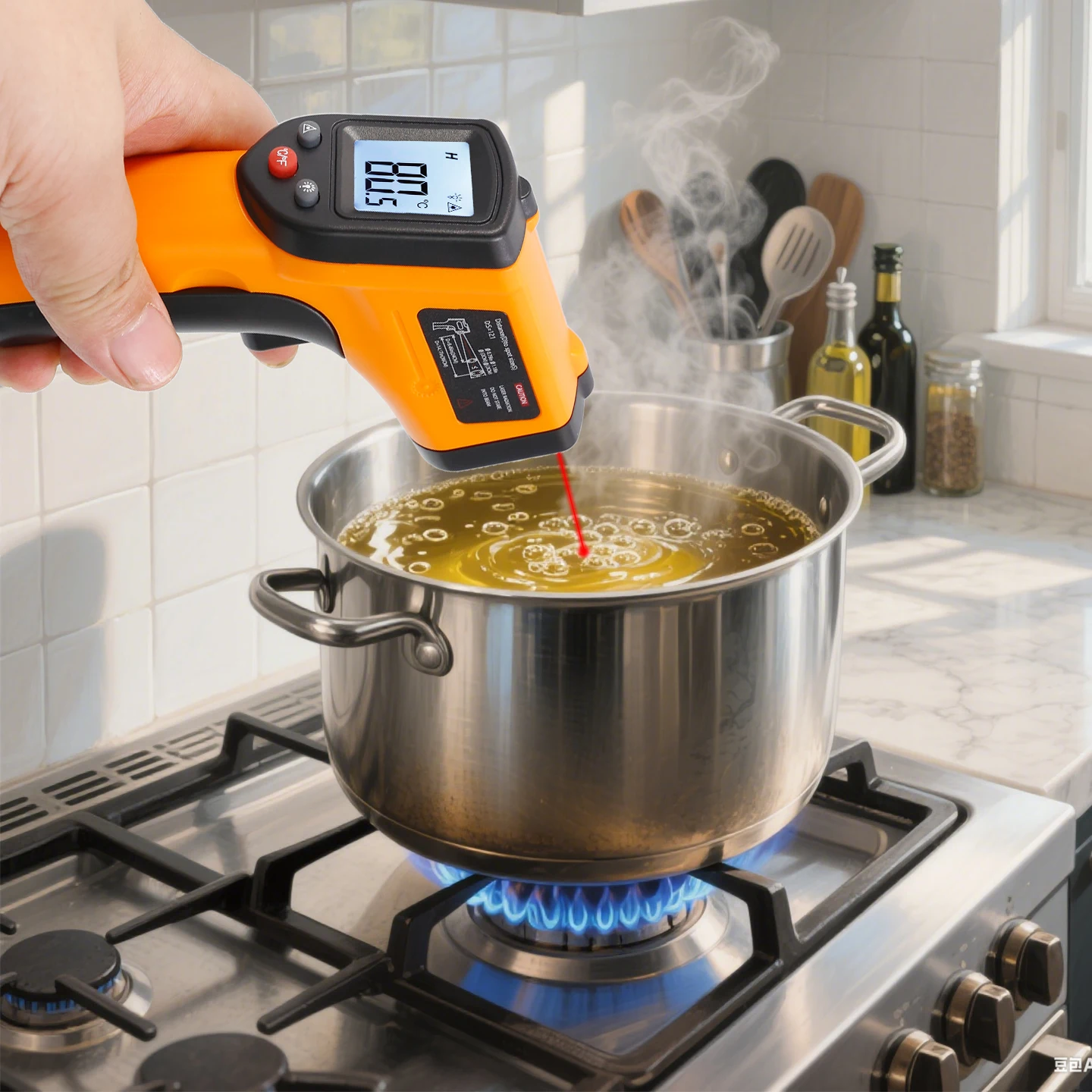Infrared Thermometer Industrial High-Precision Temperature Gun Electronic Water and Oil Temperature Meter for Kitchen and Baking