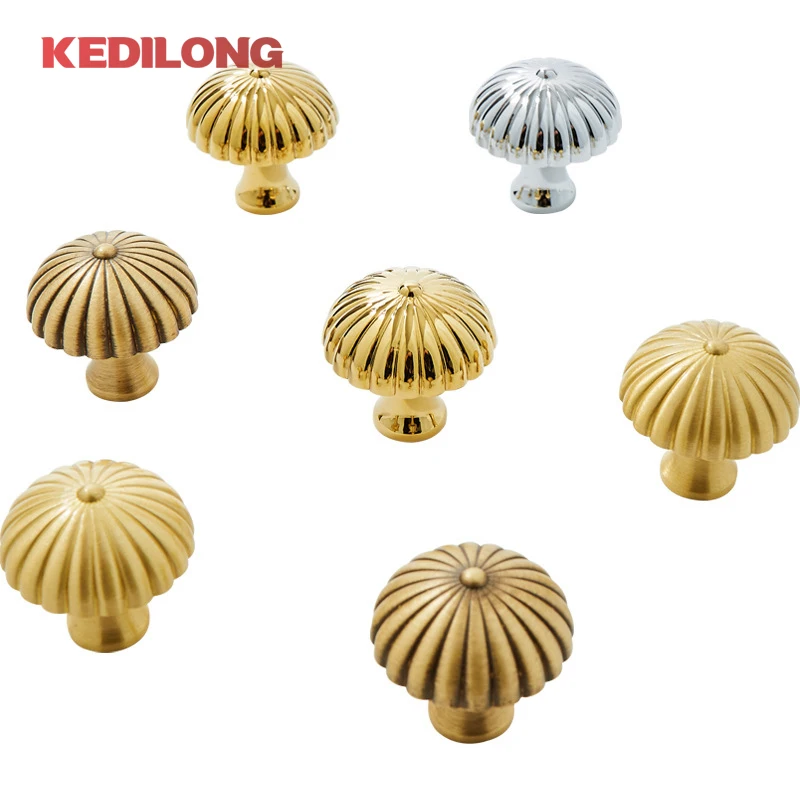 

KEDLO Creative Solid Brass Mushroom Gold Knob Modern Luxury Silver Drawer Cabinet Personalized Umbrella Pull Handle