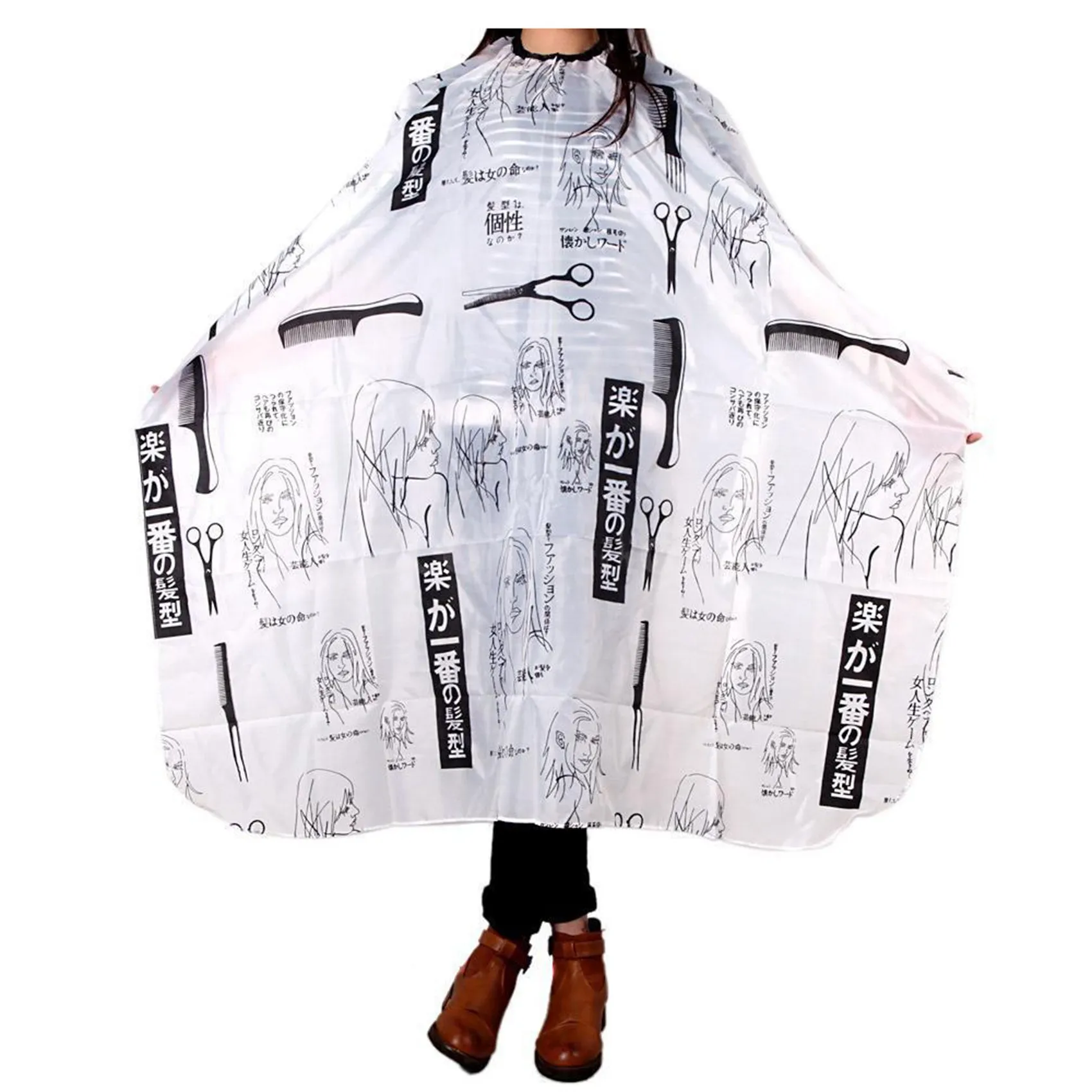 

B51C 3X Adult Salon Barber Gown Cape Hairdressing Hairdresser Hair Cutting Cloth Black