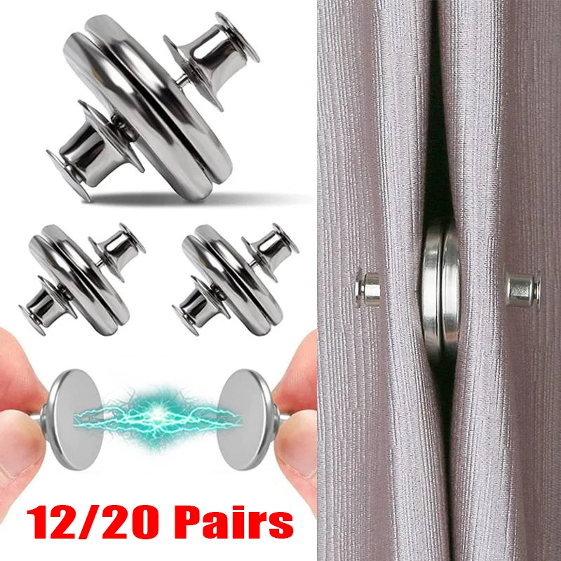 12/20 Pairs of Curtain Magnet Ties with Back Nails Modern Simple Suitable for Bedroom Office Curtain Magnetic Button Accessories