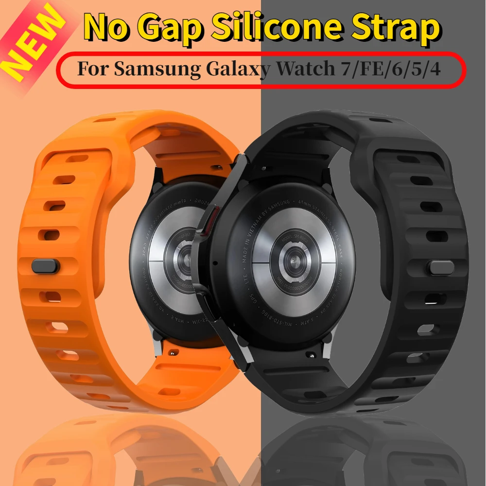 

No Gap Silicone Strap for Samsung Galaxy Watch 7/FE/6/5/4 44mm 40mm Sport Bracelet Wristband Watch 6 4 Classic 47mm 43/46mm Belt