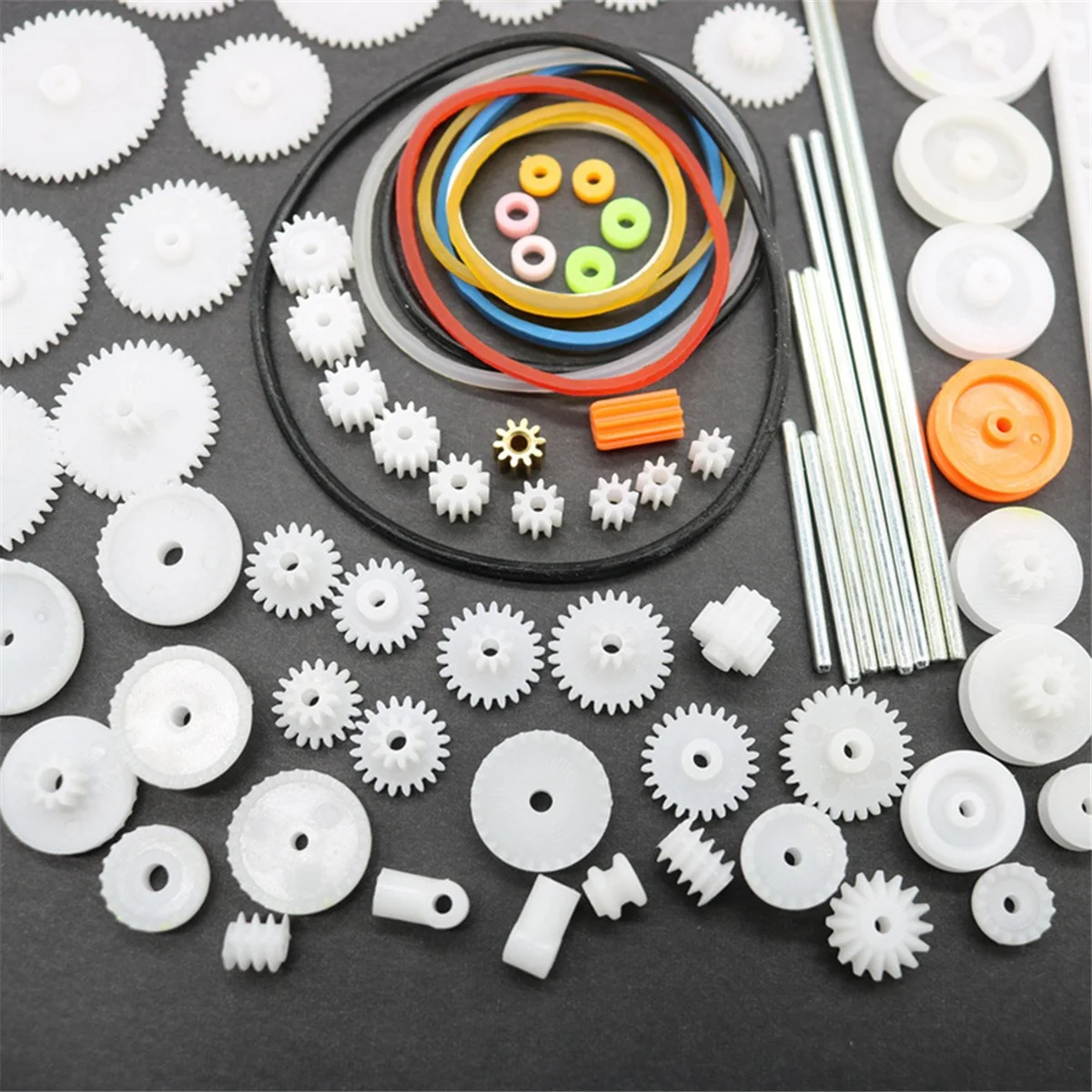 82 Teile/satz Getriebe Paket Kit DIY Getriebe Sortiment Zubehör Set für Spielzeug Motor Auto Roboter Verschiedene Getriebe Achse Gürtel BuchsenCYGJ