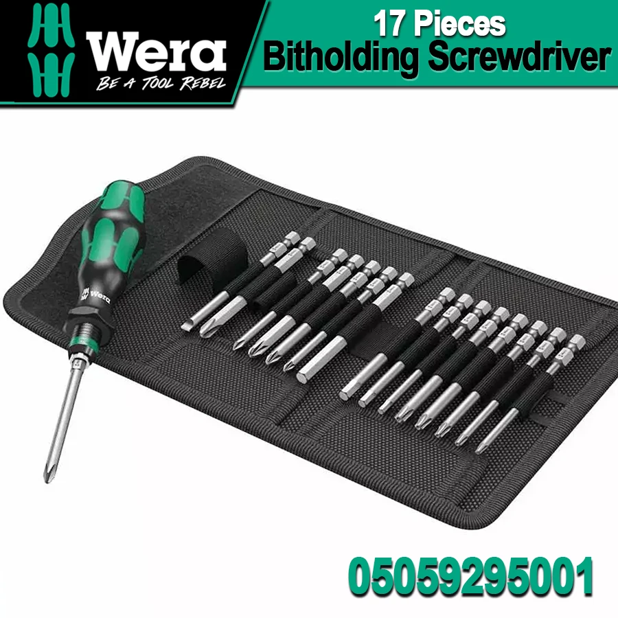 

Wera Tool Screwdriver Sets 17 Pcs with Bit Set in a Bit Pouch Rachet Screwdrivers Kraftform Kompakt 60 NO. 05059295001