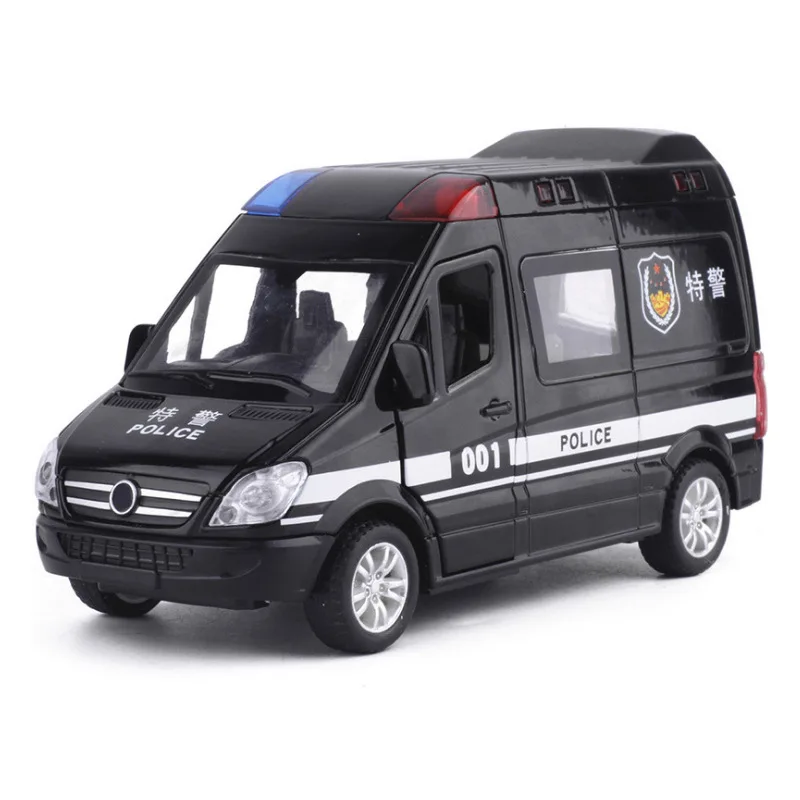 1:32 Ambulance politieauto Model Auto Speelgoed Legering Diecast Voertuig Deuren Geopend Rubberband Geluid Licht Trek Kid Gift