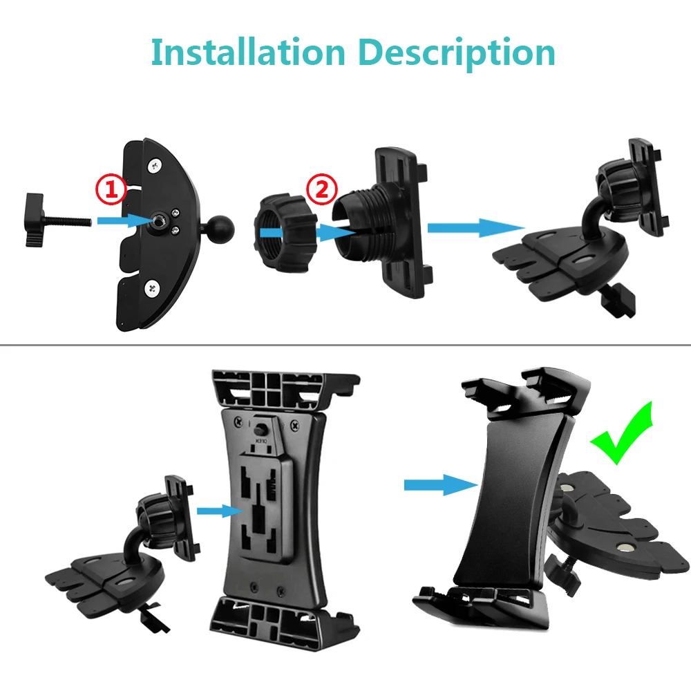 Universal Hot Sale 4.5-12.9inch Adjustable Car Holder CD Slot Mobile Phone Mount Holder Stand For ipad mini Tablet  Iphone