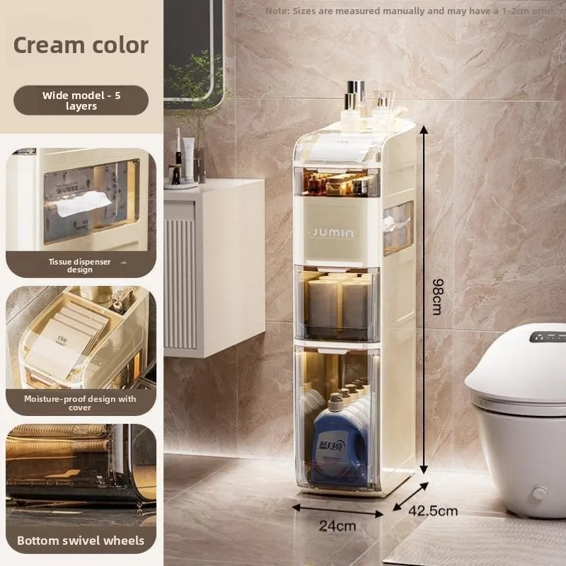 

Вместительный узкий стеллаж-органайзер с выдвижными ящиками для гостиной, стиральной машины, туалета, в стиле середины века