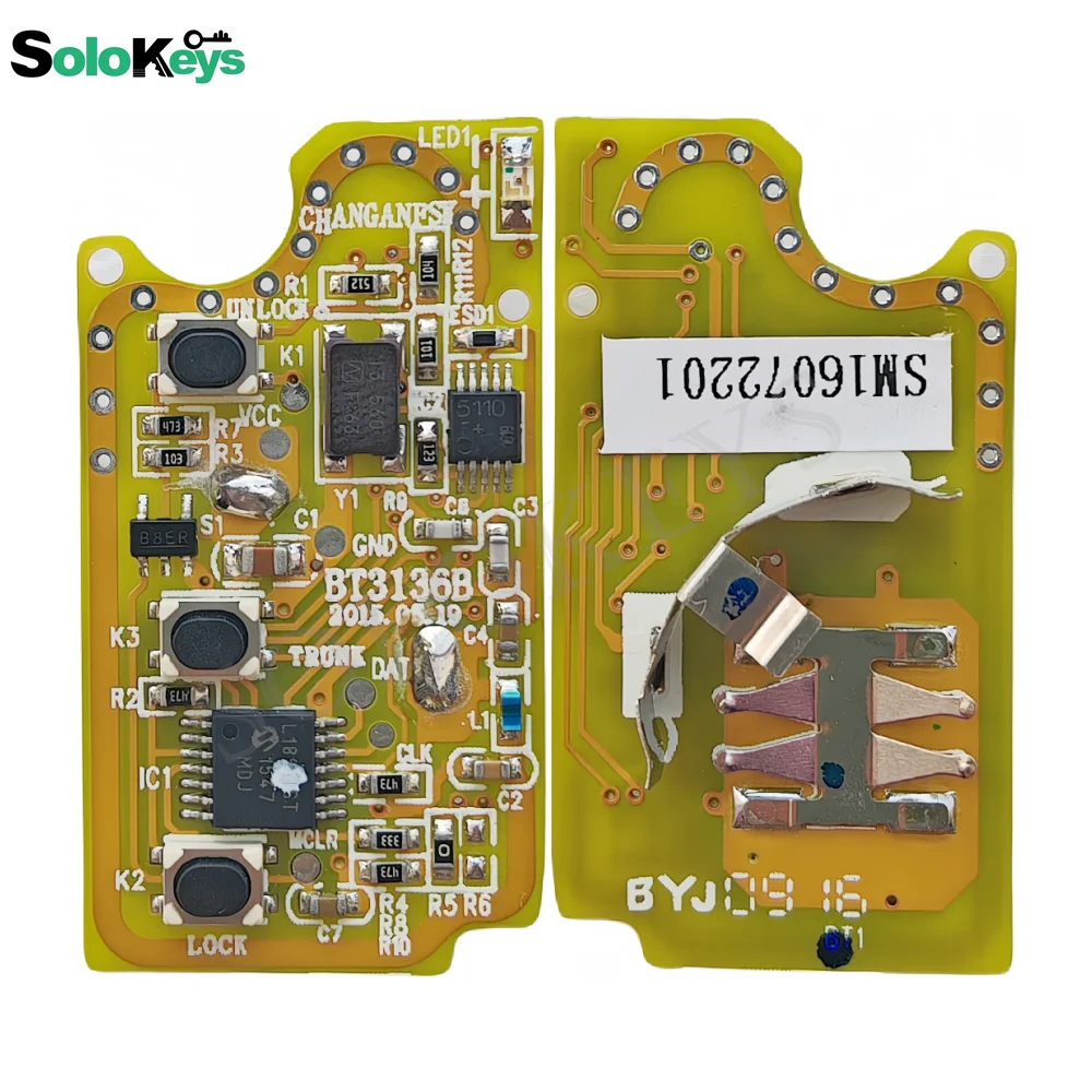 SOLOKEYS Origin Flip Folding Remote Key For Chana CS15 Yellow Board For Changan CS15 Dedicated 433Mhz FSK 3 Buttons With LOGO