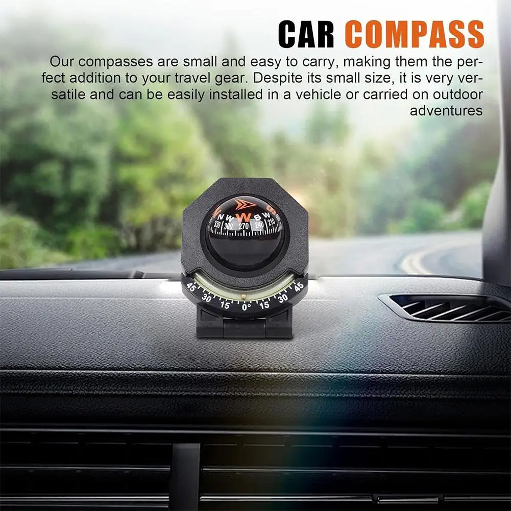 Car Dashboard Compass With Slope Meter 2-In-1 Foldable High Precision Navigation Car Mount Compass Ball Compass for Vehicle Boat