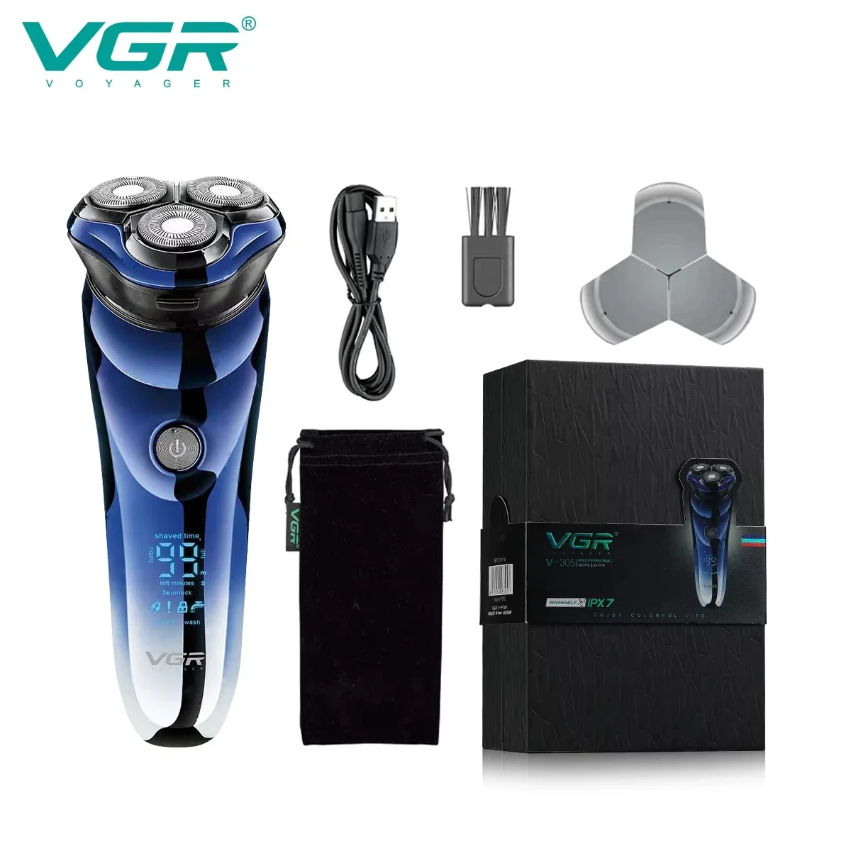 Men's Electric Shaver Cordless Rechargeable Beard Nose Hair Facial Trimmer USB Disposal Waterproof Wet & Dry 4 in 1