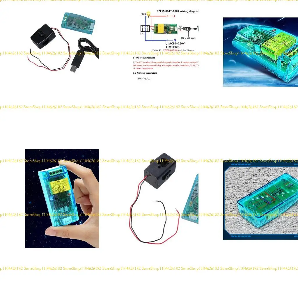 Q2Q4 PZEM-004T Versão Módulo comunicação TTL Modbus-RTU AC Fase 100A com Habitação PC Software Indutor mútuo