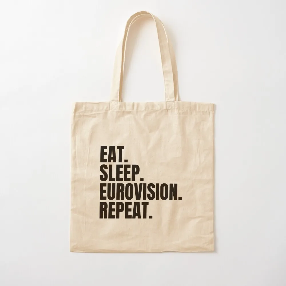 Eat Sleep Eurovision Repeat - Eurovision Pride Tote Bag Canvas stote bag shopping bags foldable Canvas Tote Bag