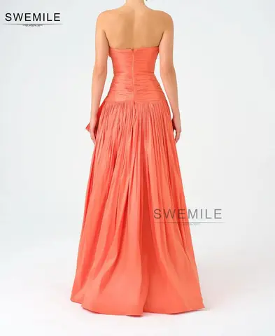 SWEMILE Dubai Lyxiga Aftonklänningar 2025 A-linje Axelbandslös Med Rosett Golvlång Ärmlös Balklänning Dam Festklänningar 8 best sales recensioner av aftonklänningar för kvinnor - №3