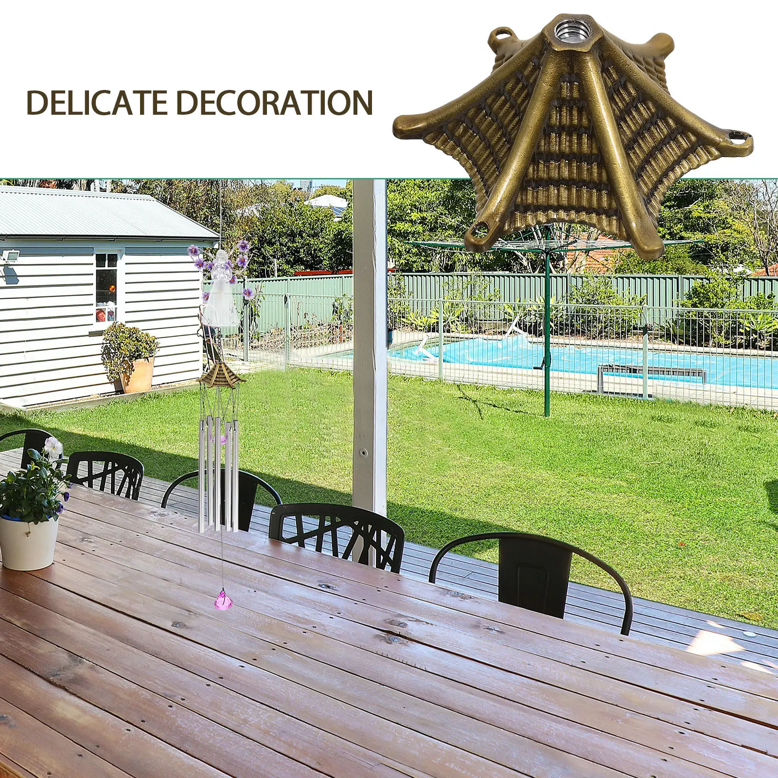 8 Pcs Deep Tone Wind Chimes for outside Outdoor Decor Garden Accessory Driftwood