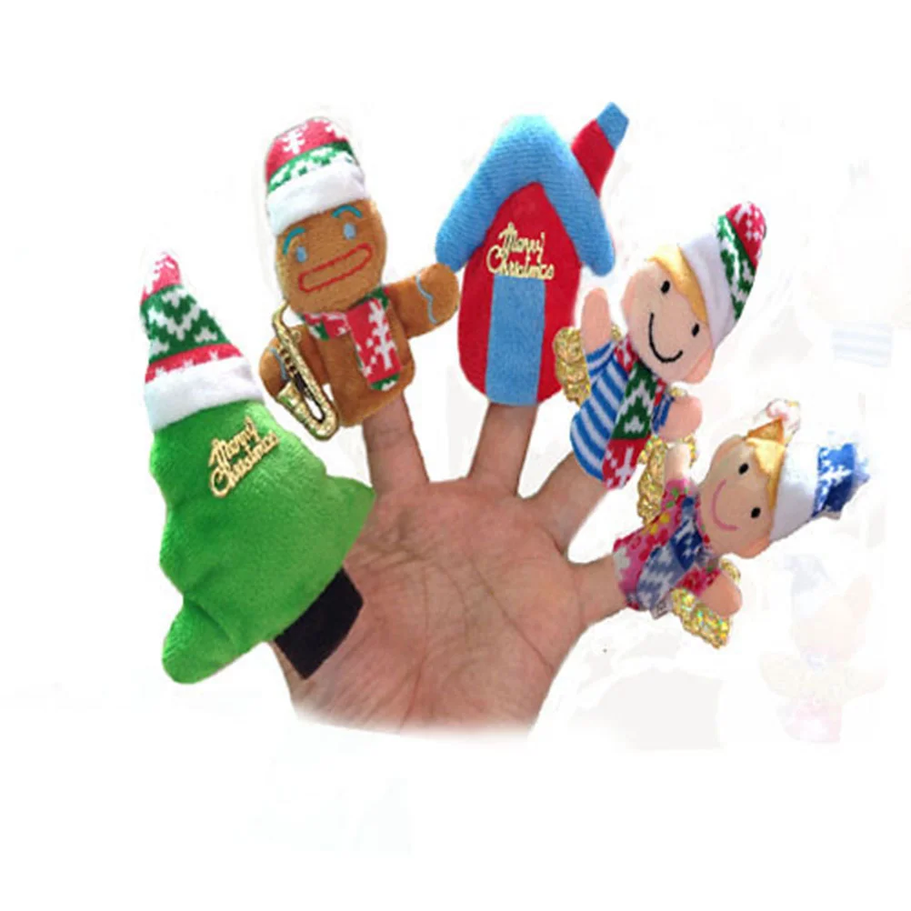 10 Pcs Christmas Finger Toy Animal Xmas Puppets Nativity Hand Toys Stuffed Baby Cartoon