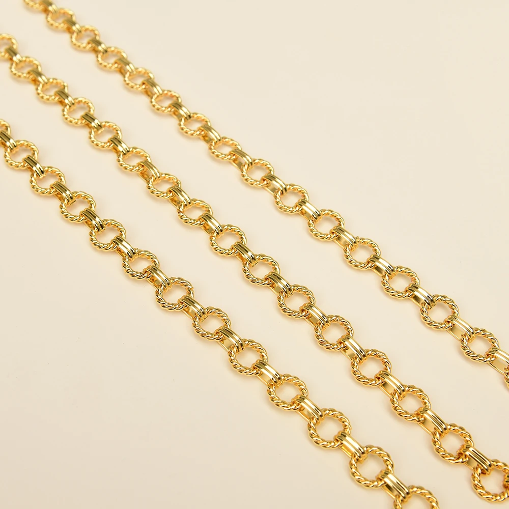 APDGG 1 Meter Yellow Gold Plated Fashion Chain Circle Copper Bezel Set Paperclip Neck Chain Pearl Necklace Making DIY
