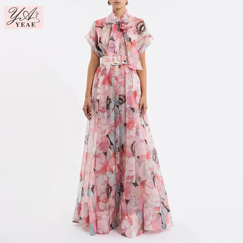 

2025 Elegant Bow-Tie Beach Dress - Wrap Waist Long Maxi Dress for Vacation & Party