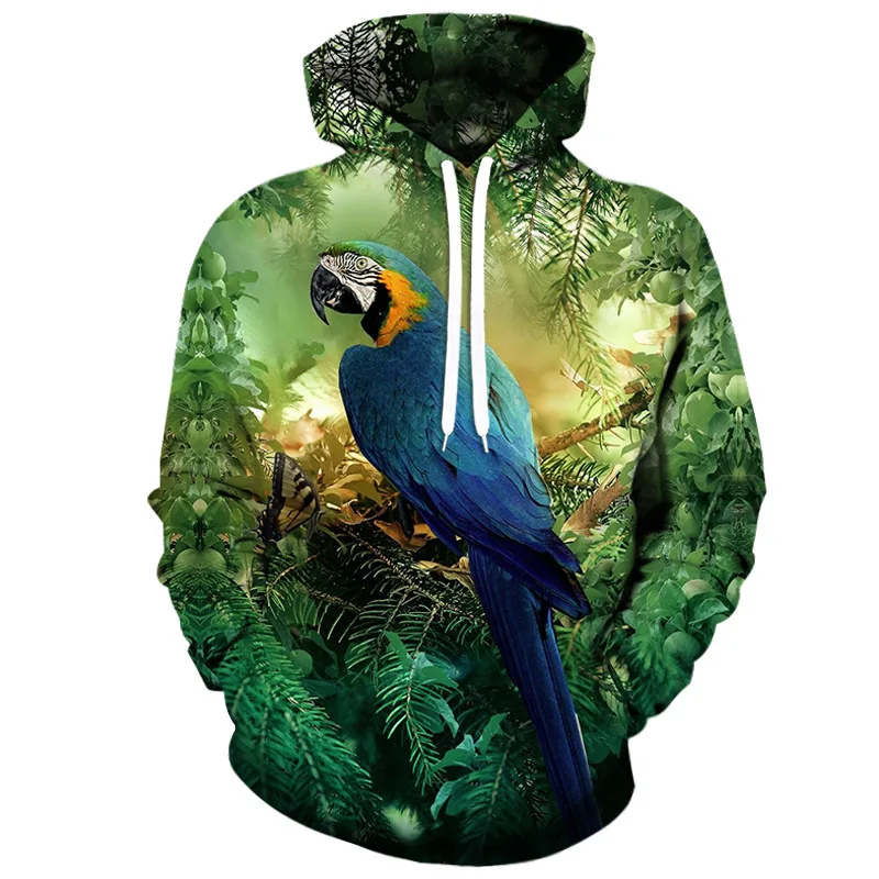 

Толстовки с 3D принтом попугая и птицы для мужчин и женщин, повседневная модная толстовка с капюшоном, пуловеры большого размера, спортивный костюм, топы, мужская одежда