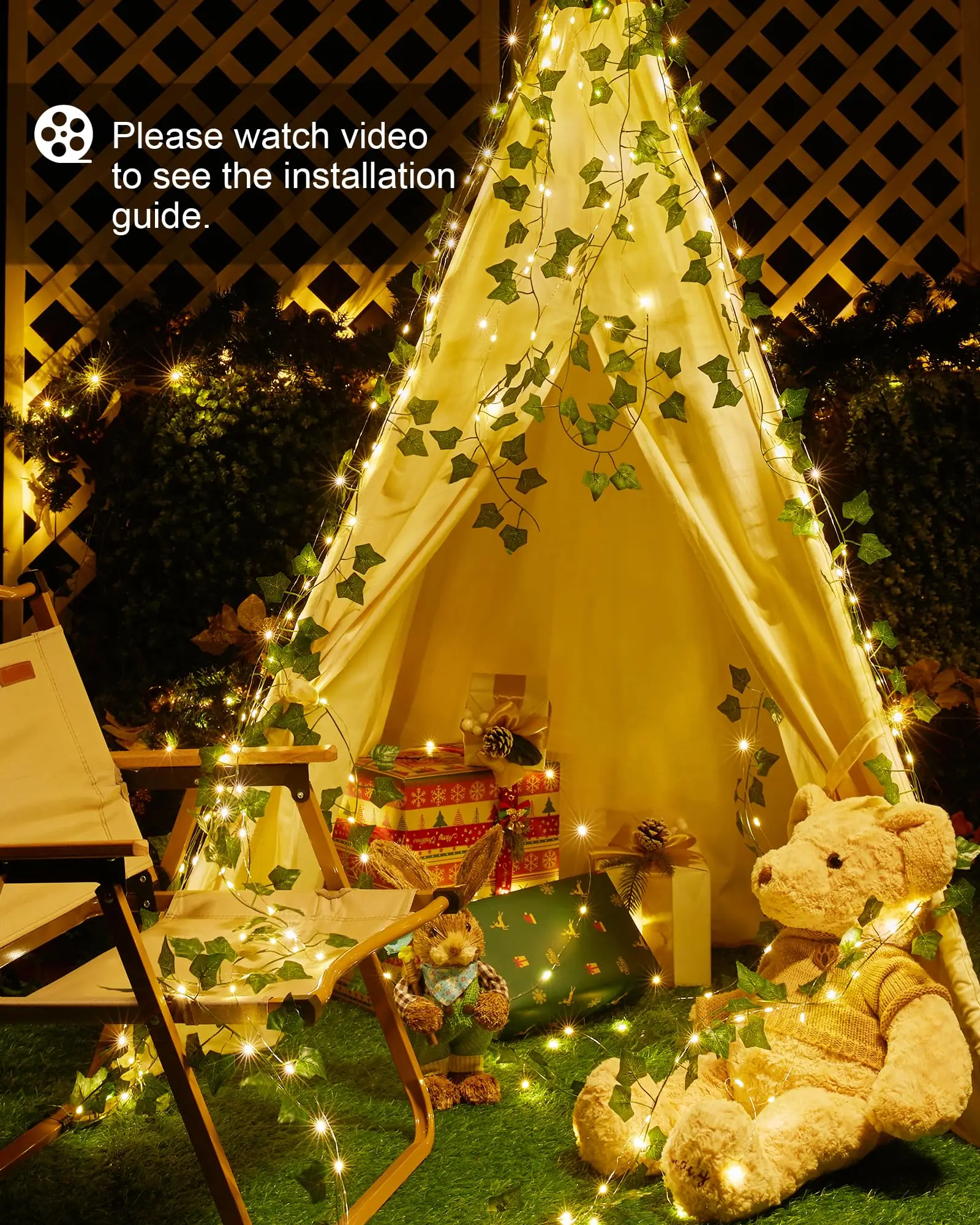 Imagem -04 - Solar Fairy Lights para Exterior Luzes da Videira Solar String Ivy Plant Camping Jardim Exterior Quintal Cerca Parede 100led 10m