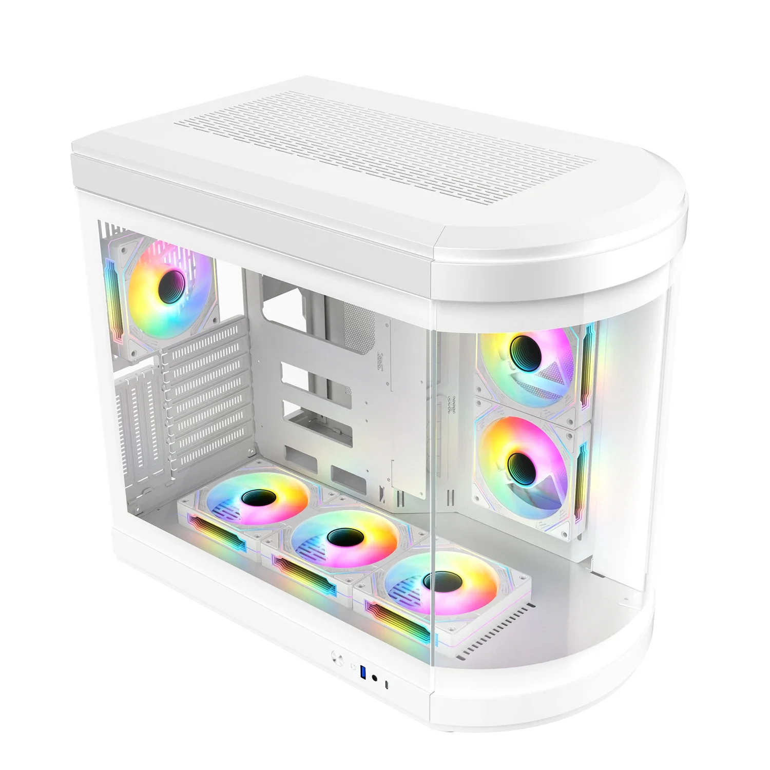 White Gamer Computer Cases Wholesale Factory Price OEM ODM Desktop Computer Cases Gaming Pc Case & Towers Full View Curve Glass