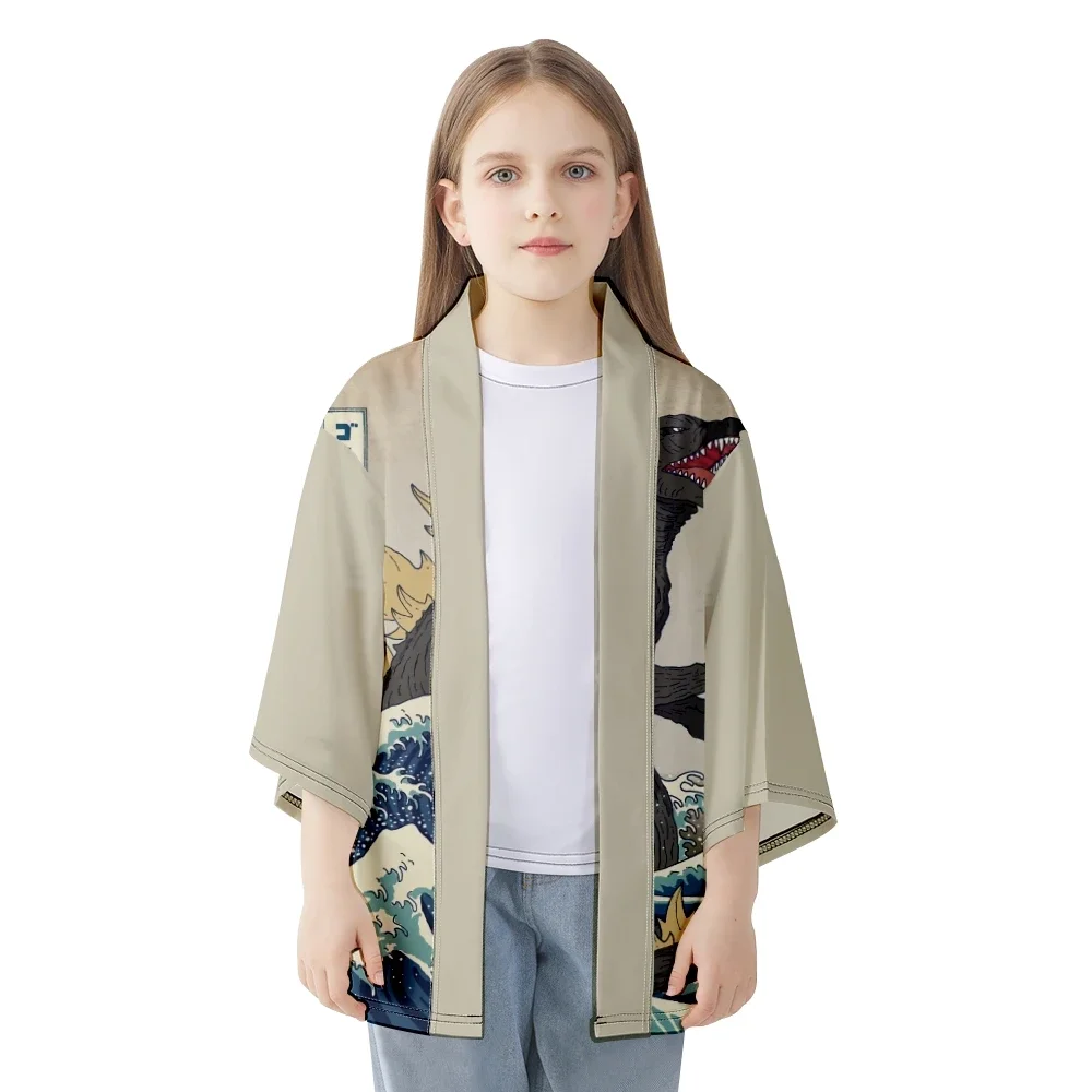 Nowy japoński styl kreskówkowy wzór potwora Kimono na zewnątrz Casual styl Harajuku sweter unisex tradycyjny męski Cosplay Haori