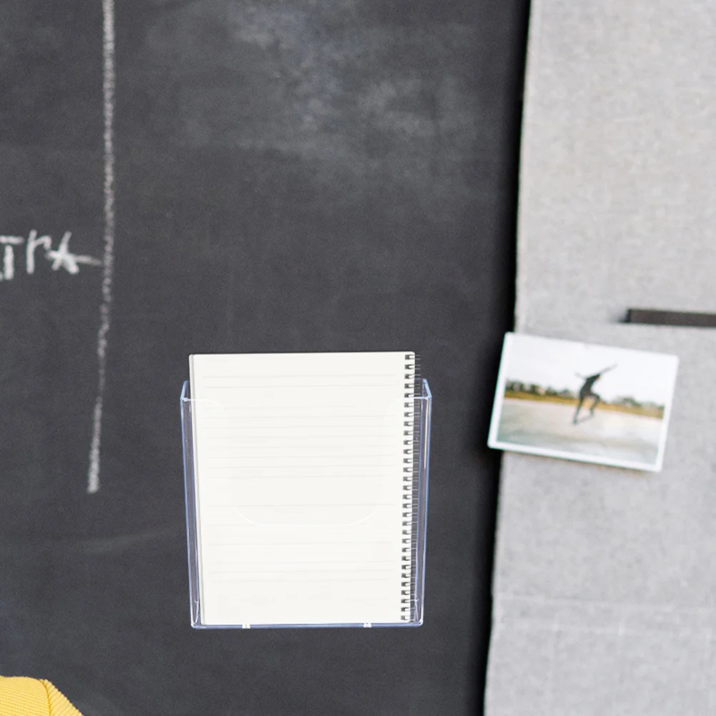Wall-Mounted Display Rack, Magazine Holder, Clear Stand File, Office Pocket Organizer, sem cola de rastreamento