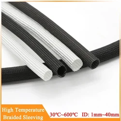 1/2/5/10M Braided Fiberglass Sleeve ID 1mm ~ 40mm High Temperature 600 Deg.C Chemical Glass Fiber Tube Fiberglass Cable Sleeving