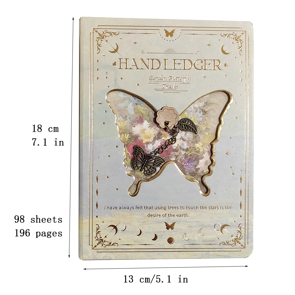 Retro Notebook Hollow Butterfly Cover Colorful Inside Pages Classic Oil Painting Illustrations Hardcover Notepad Diary