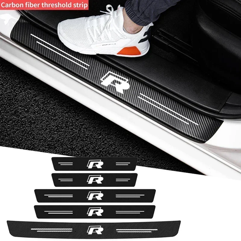 Car Door Threshold Sill Protector Sticker for Volkswagen VW R Line RLine Polo Caddy Golf Jetta Touran Passat Trunk Bumper Strips